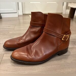 Joseph Cheaney Burghley Brown Leather Boots Gold Buckle Size 9.5 F UK